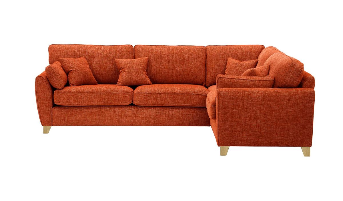 Grand canapé d’angle droit James, Vitolini 337-0706 - Terracota, Couleur des pieds: Noir wax