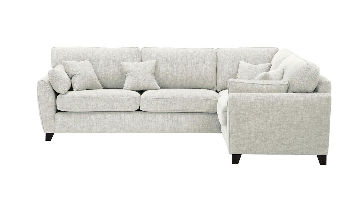 Grand canapé d’angle droit James, Vitolini 361-0104 - Blanc, Couleur des pieds: Noir