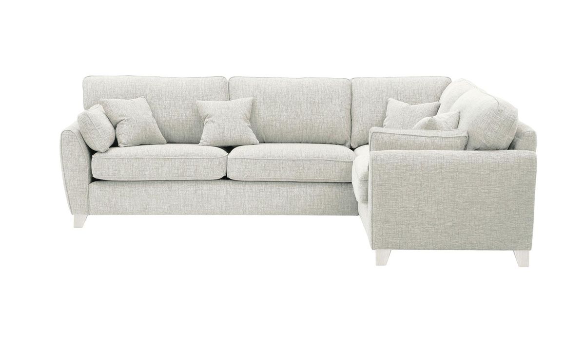 Grand canapé d’angle droit James, Vitolini 361-0104 - Blanc, Couleur des pieds: Blanc