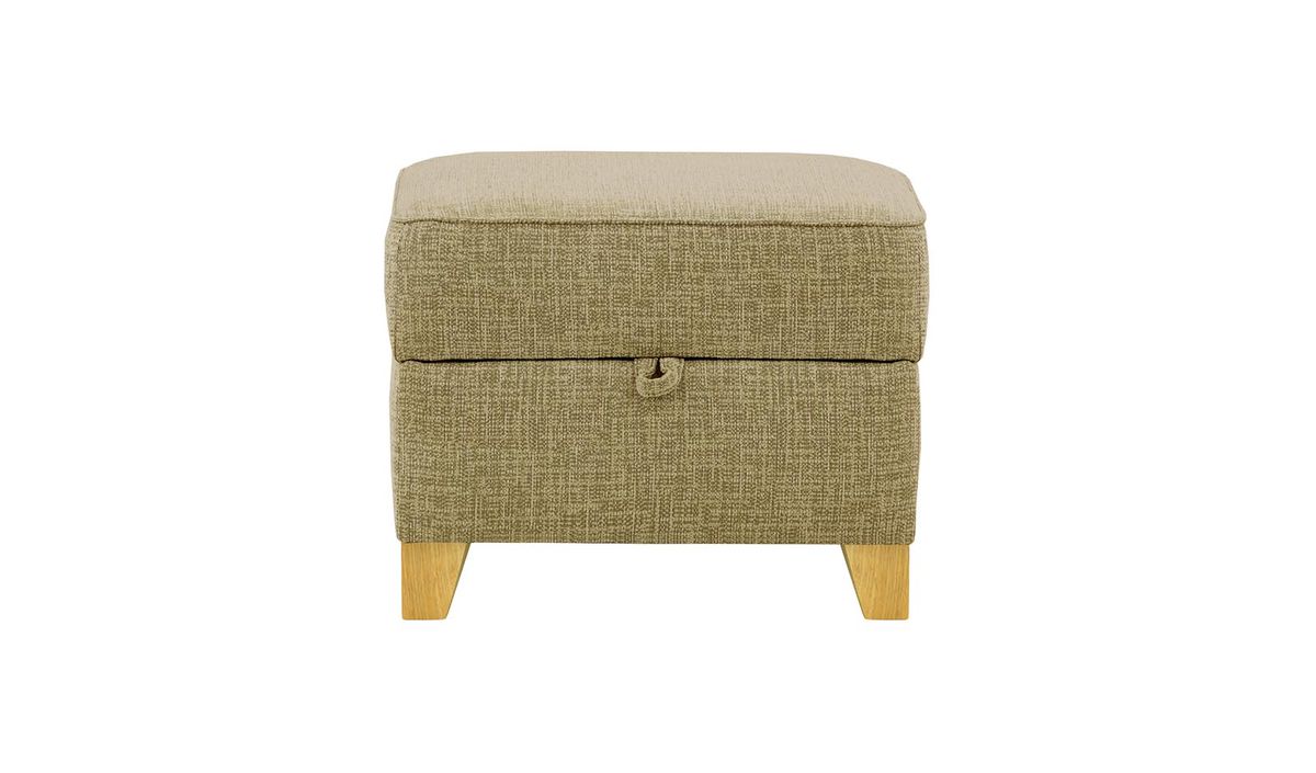 Pouf avec rangement James, Vitolini 256-0624 - Marron Clair, Couleur des pieds: Chêne clair