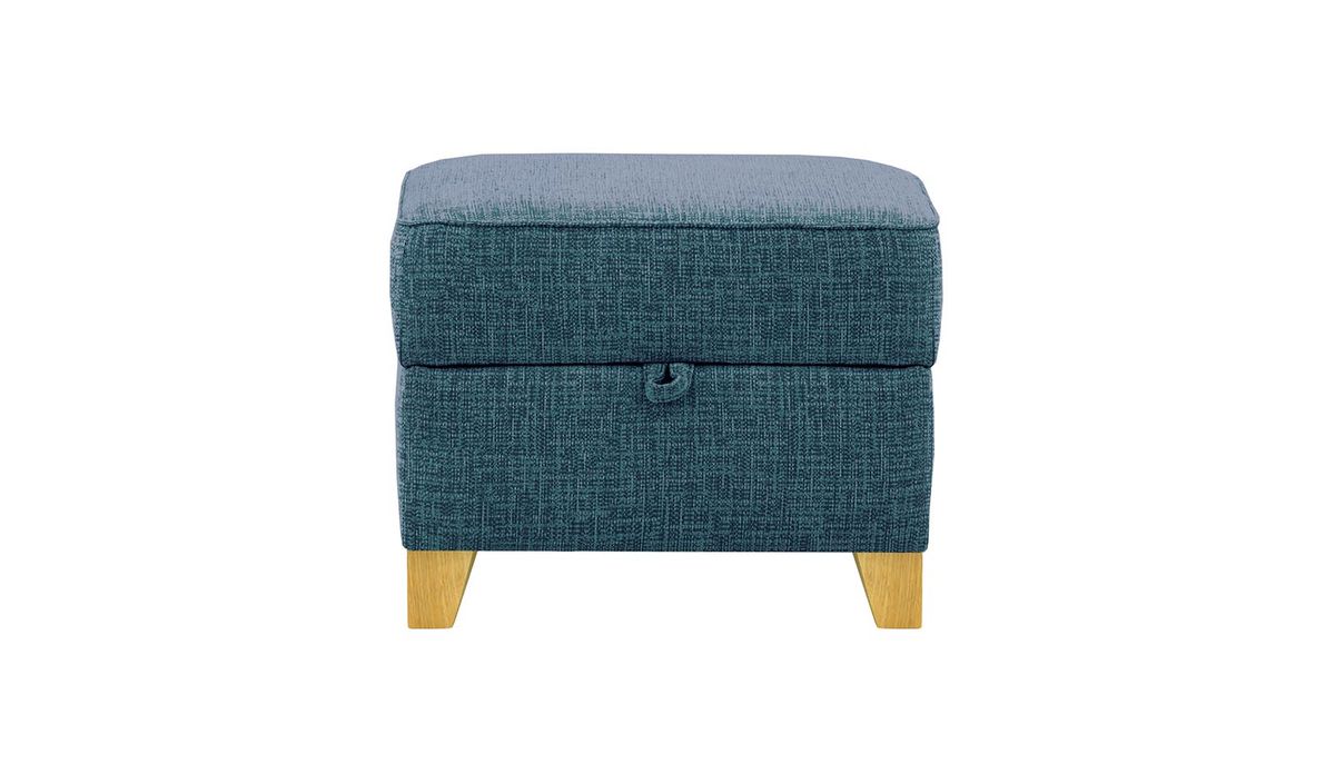 Pouf avec rangement James, Vitolini 335-0722 - Bleu Marine, Couleur des pieds: Chêne clair