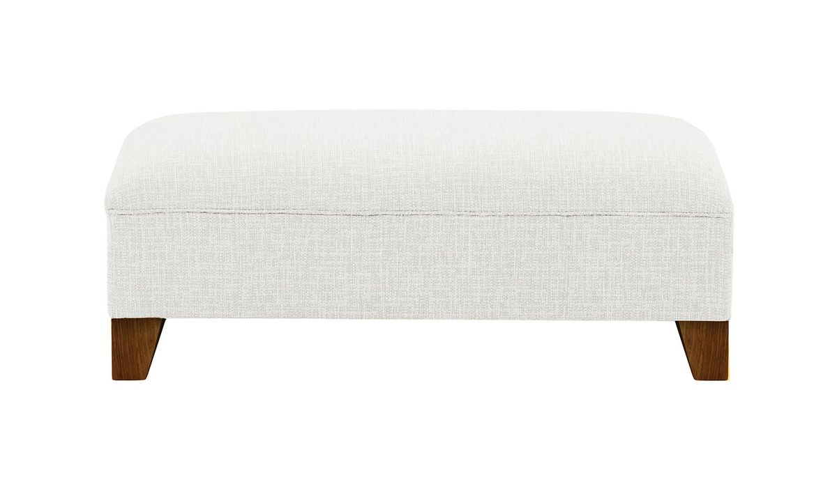 Pouf James, Vitolini 361-0104 - Blanc, Couleur des pieds: Chêne foncé