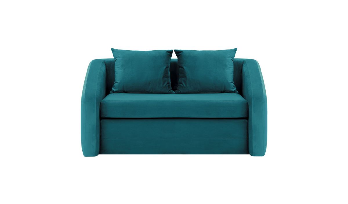 Alma – canapé convertible deux places, Velluto 36 - Bleu paon
