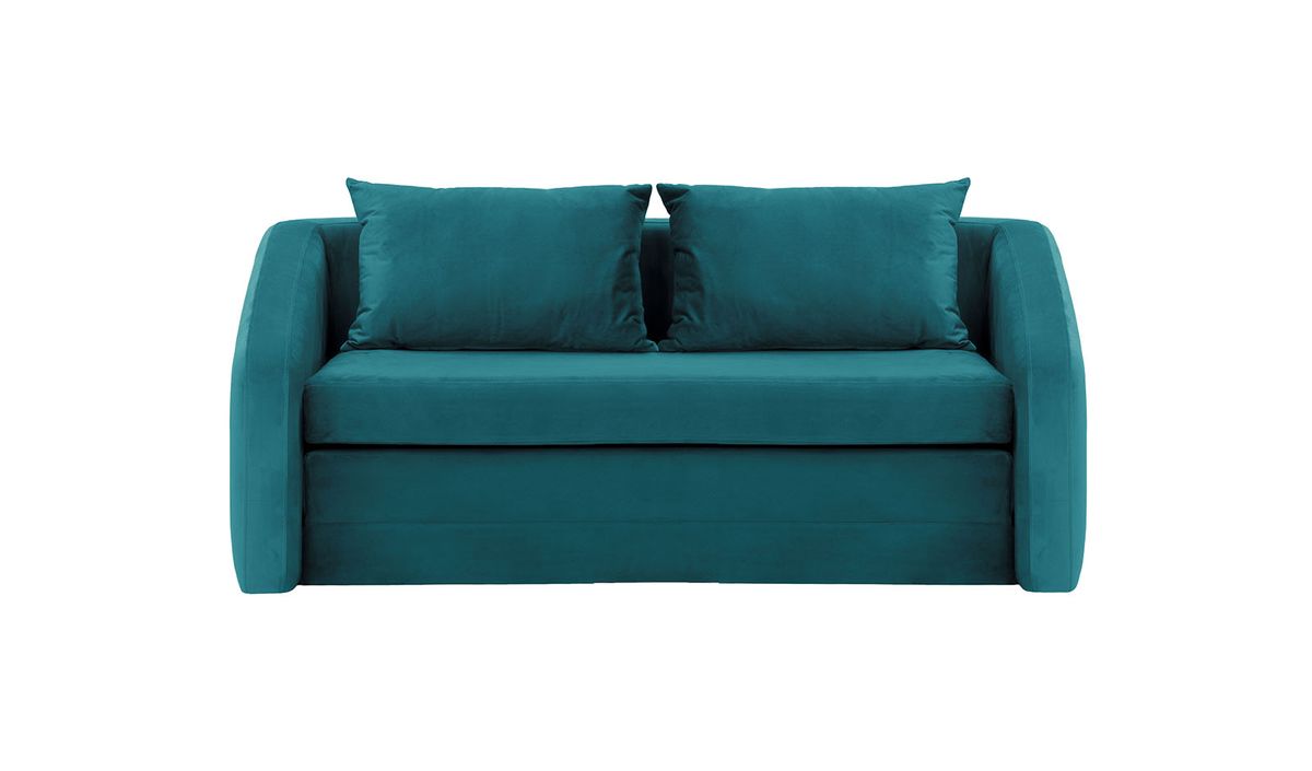 Alma - Canapé convertible trois places, Velluto 36 - Bleu paon