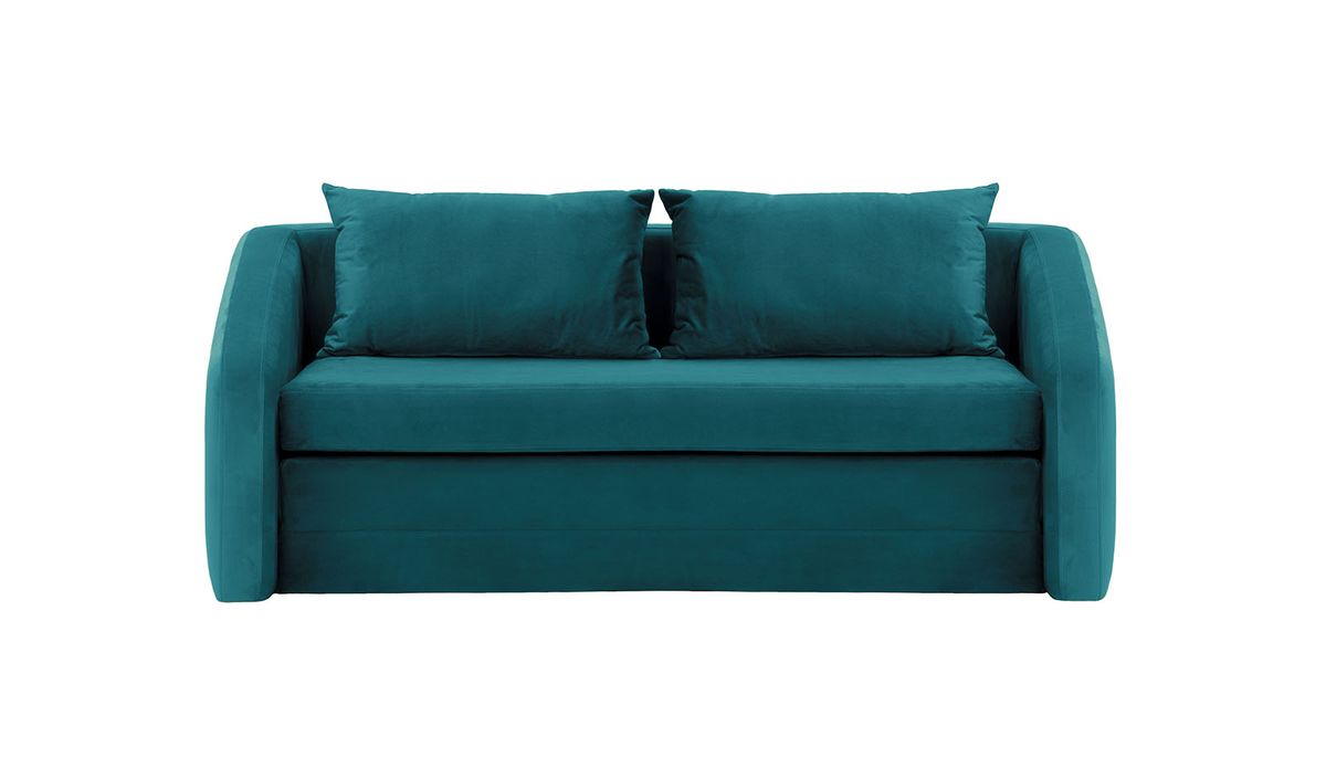 Alma - Canapé convertible 3,5 places, Velluto 36 - Bleu paon