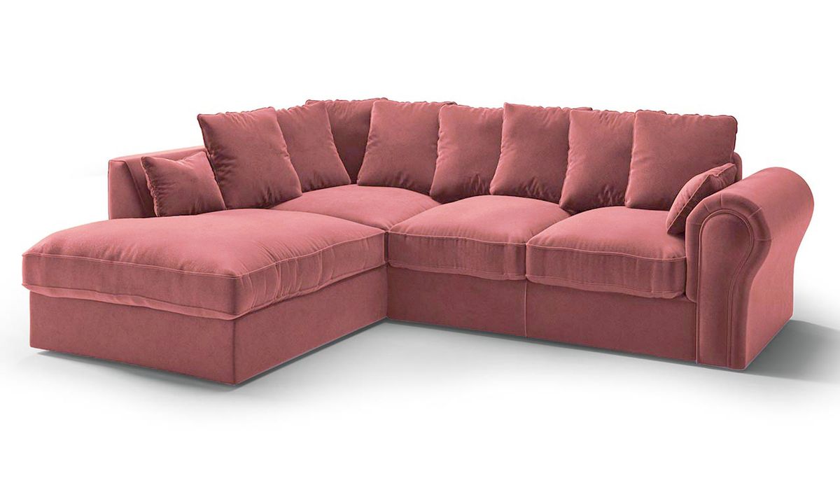 Canapé d’angle gauche Baron, rose delavé - Kronos 29