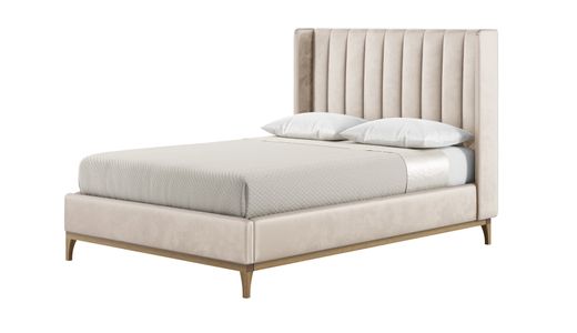 Lit Reese 140x200 cm tête de lit avec coutures verticales et panneaux latéraux