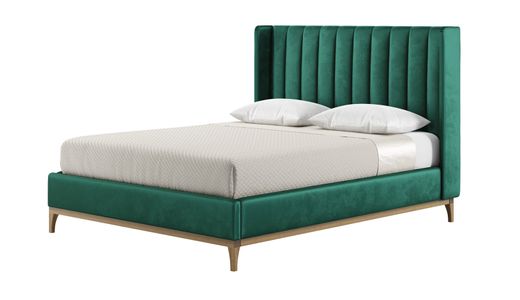 Lit Reese 160x200 cm tête de lit avec coutures verticales et panneaux latéraux