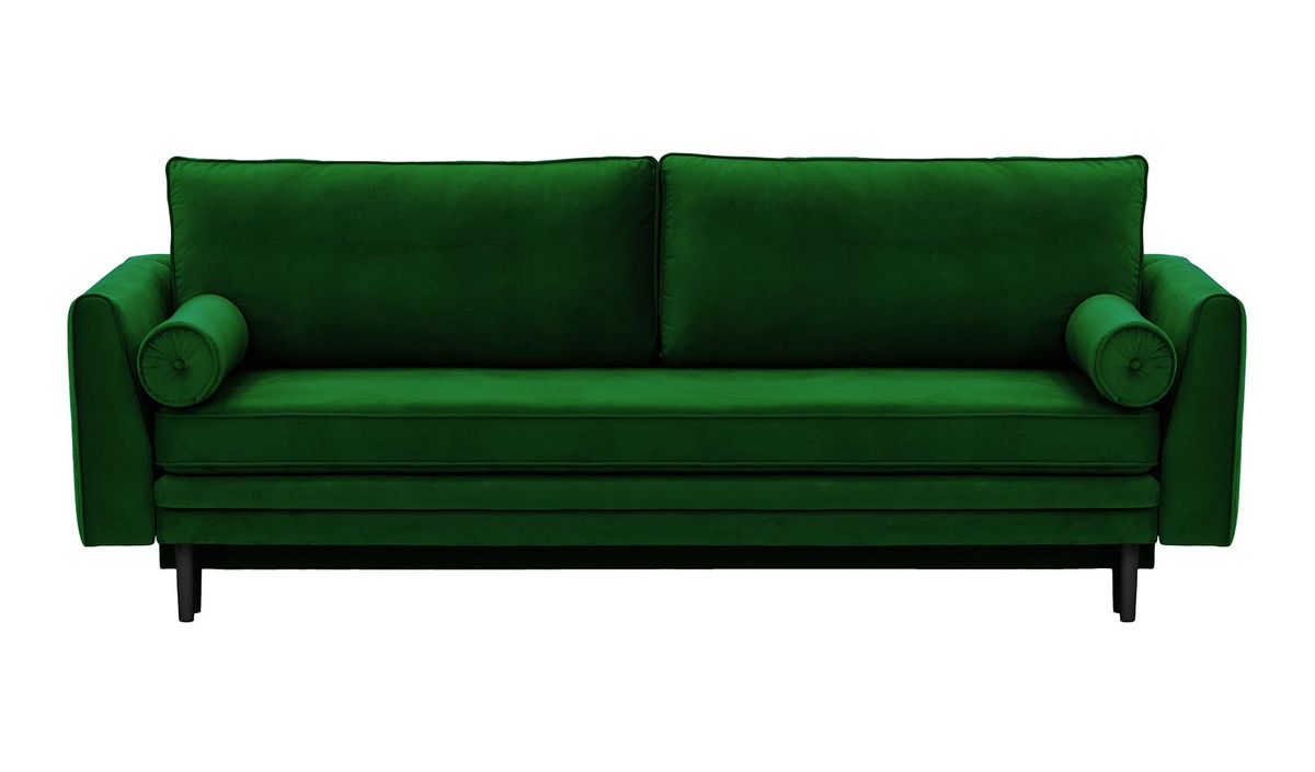 Canapé convertible avec coffre de rangement Boris, vert foncé - Velluto 10, Couleur des pieds: Noir