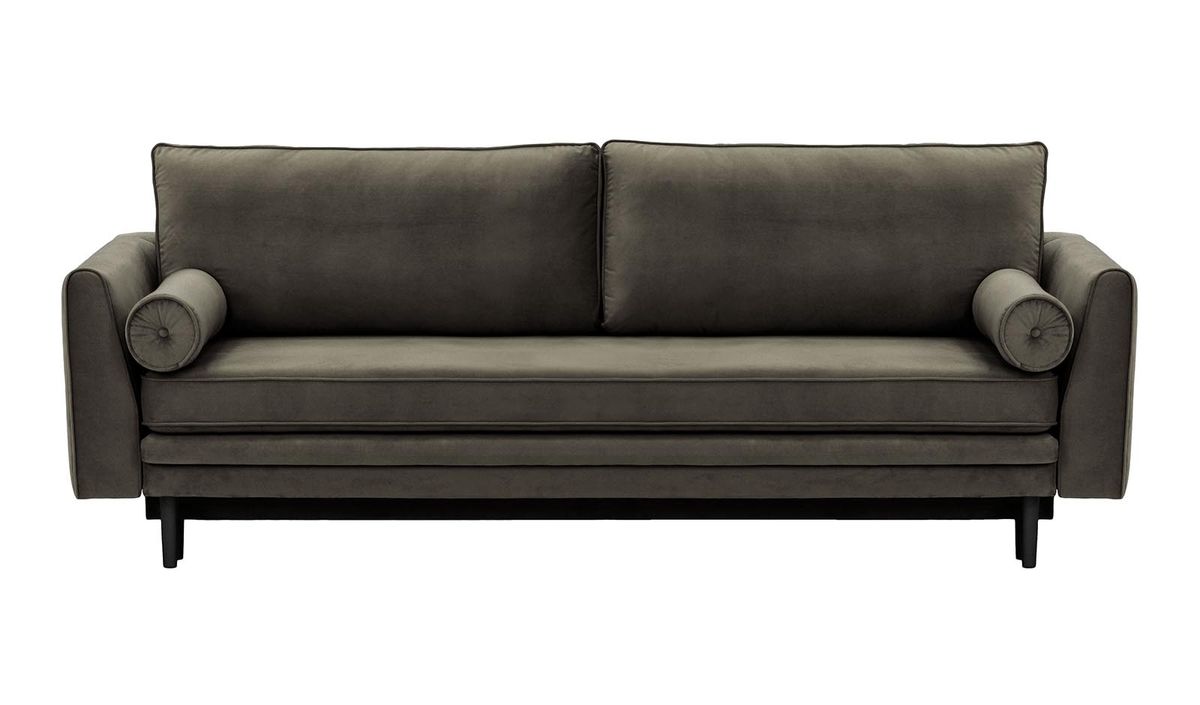 Canapé convertible avec coffre de rangement Boris, graphite - Velluto 19, Couleur des pieds: Noir
