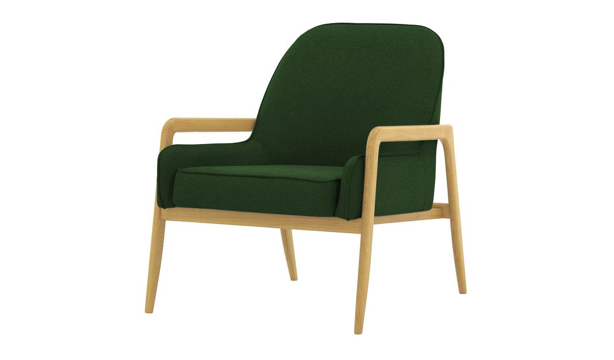 Fauteuil Turin, vert foncé - Malmo 37, Couleur des pieds: Chêne clair
