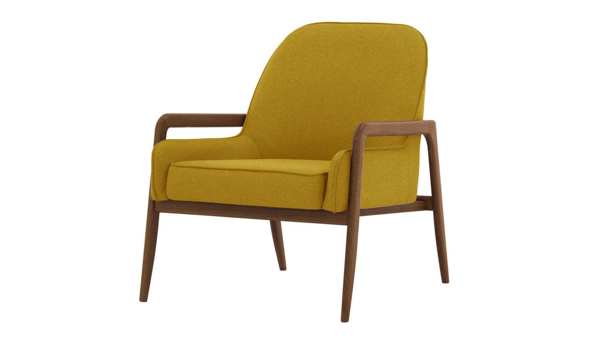 Fauteuil Turin, moutarde - Malmo 41, Couleur des pieds: Chêne foncé