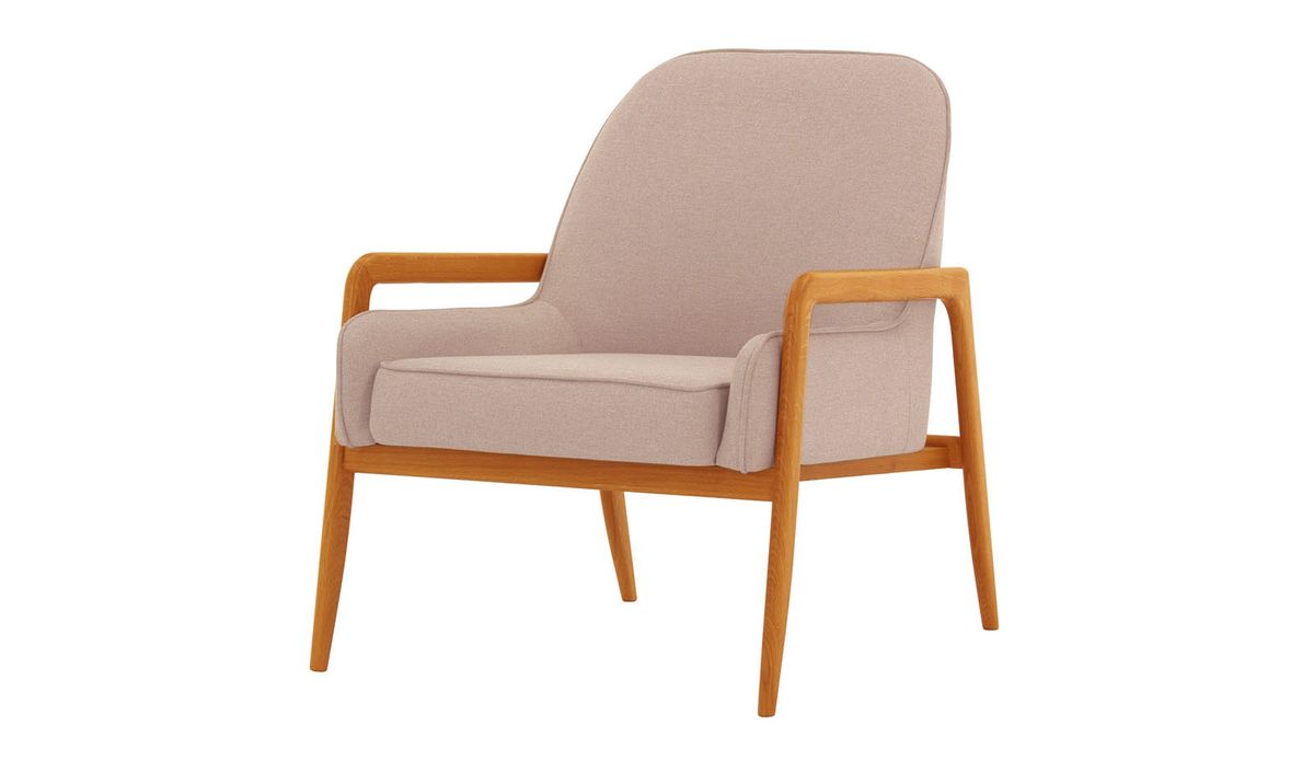 Fauteuil Turin, rose poudré - Malmo 61, Couleur des pieds: aveo