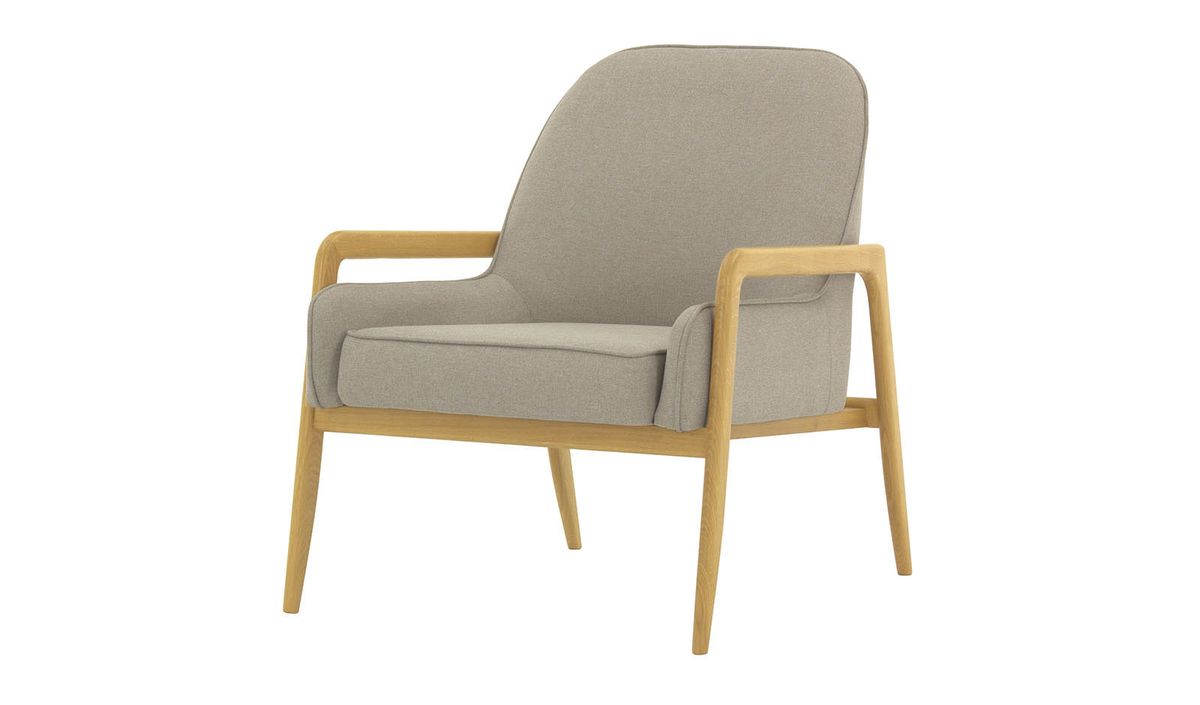 Fauteuil Turin, beige - Malmo 8, Couleur des pieds: Chêne clair