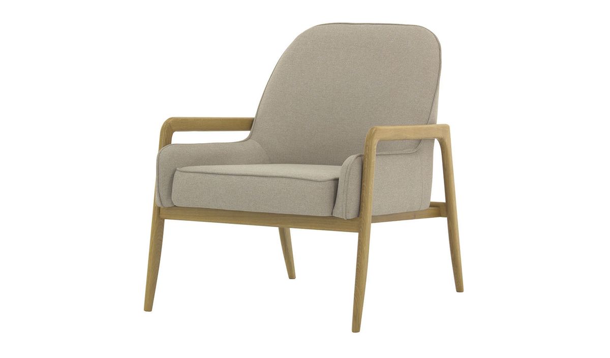 Fauteuil Turin, beige - Malmo 8, Couleur des pieds: Noir wax