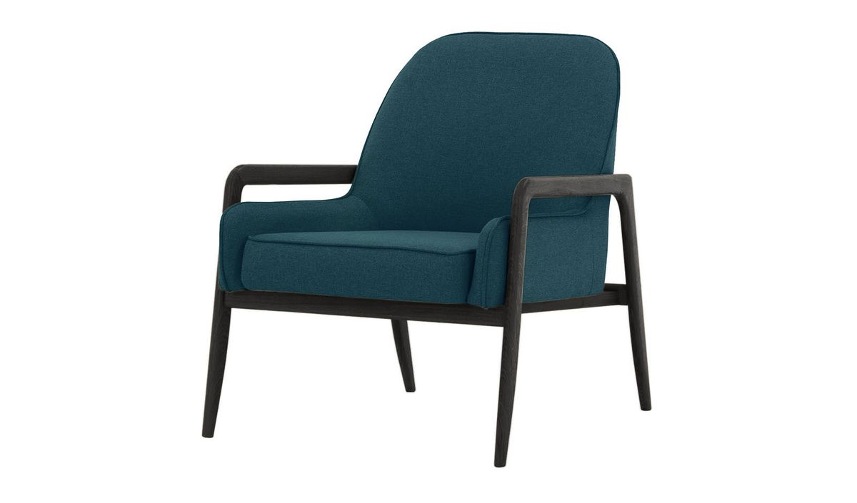 Fauteuil Turin, bleu foncé - Malmo 81, Couleur des pieds: Noir