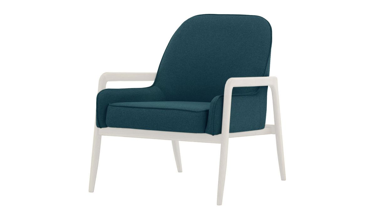 Fauteuil Turin, bleu foncé - Malmo 81, Couleur des pieds: Blanc
