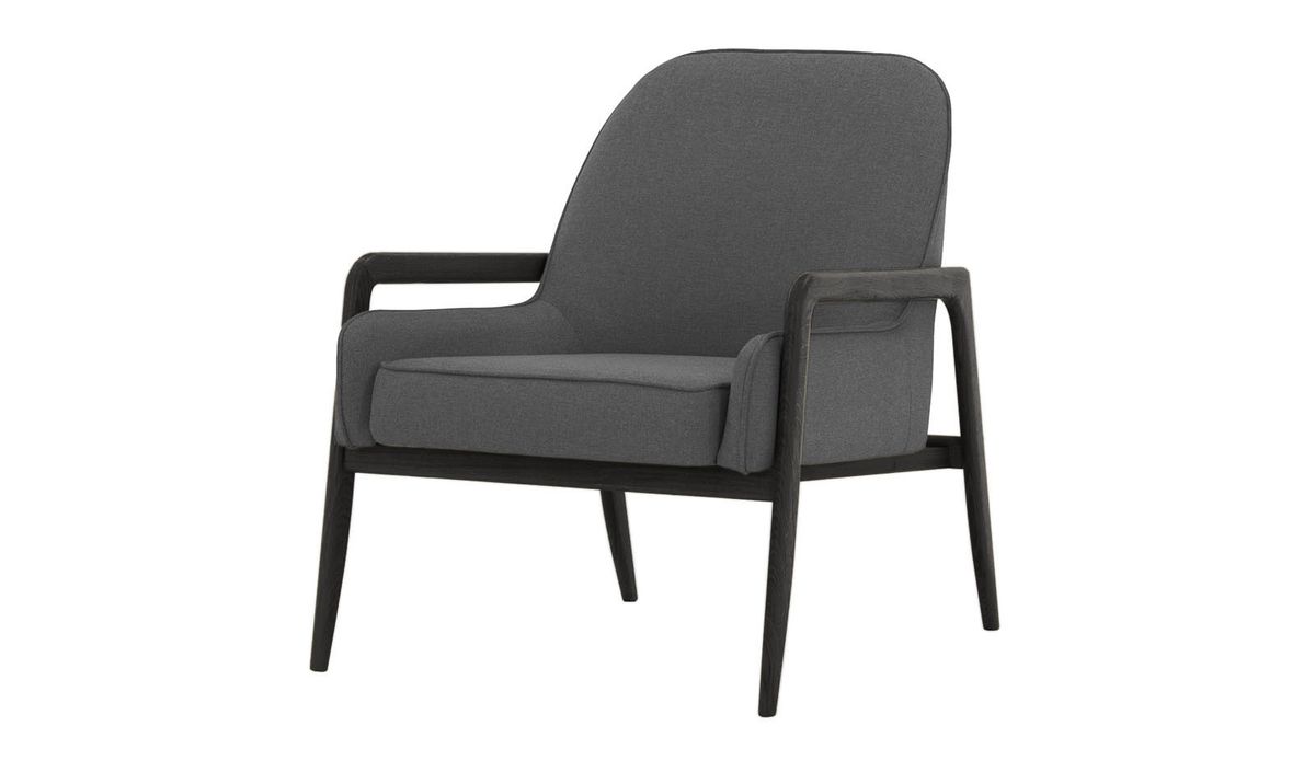 Fauteuil Turin, gris foncé - Malmo 95, Couleur des pieds: Noir