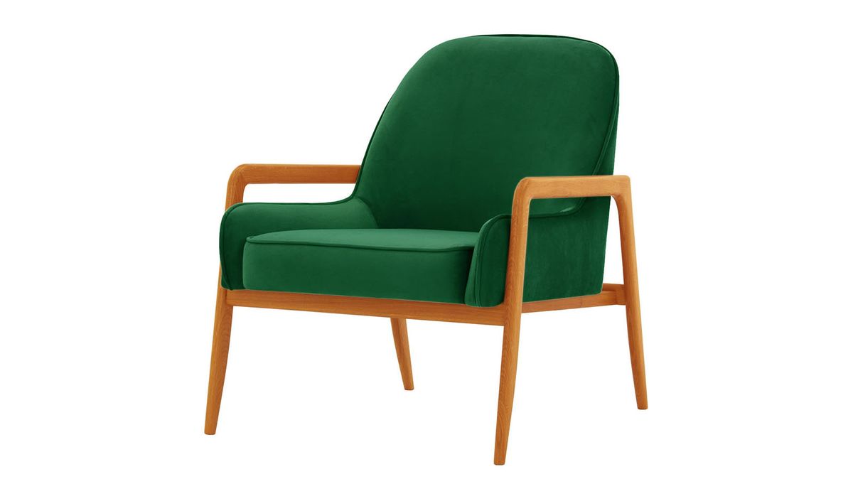Fauteuil Turin, vert foncé - Velluto 10, Couleur des pieds: aveo