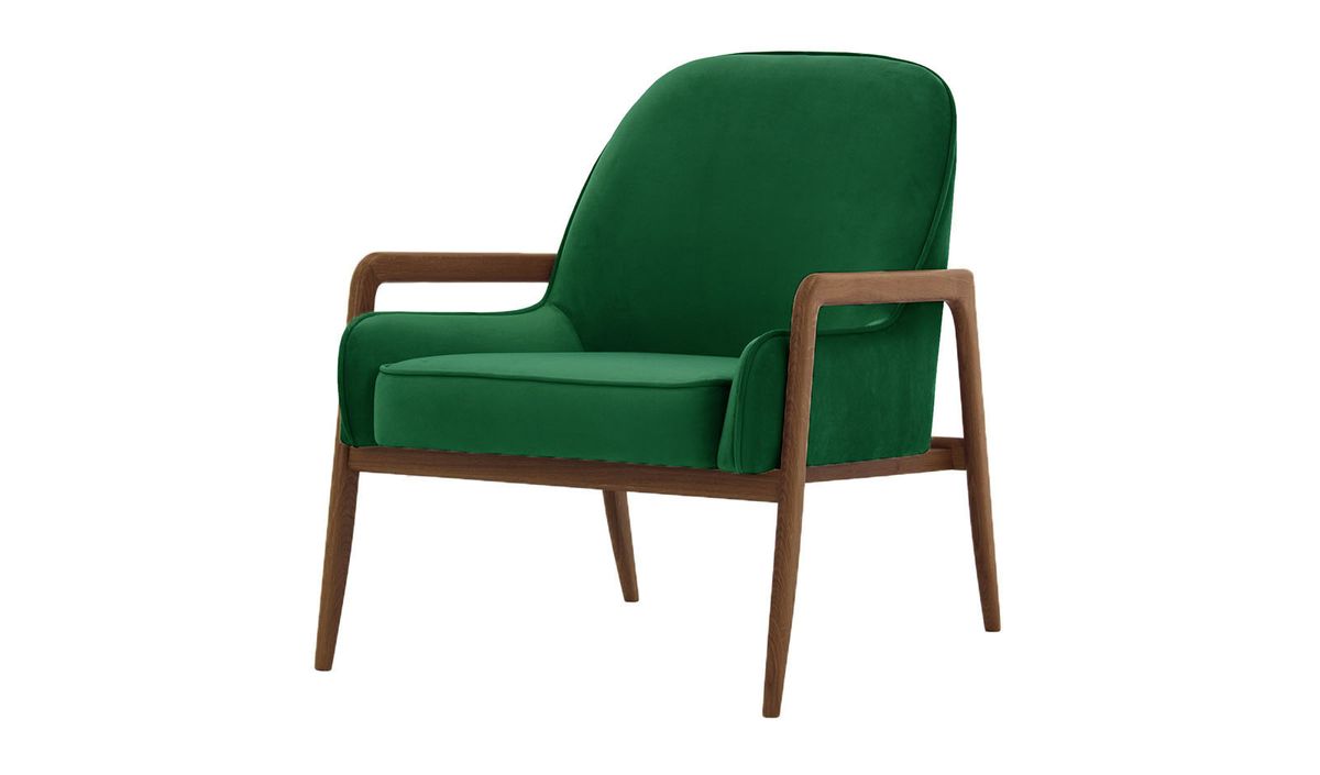 Fauteuil Turin, vert foncé - Velluto 10, Couleur des pieds: Chêne foncé