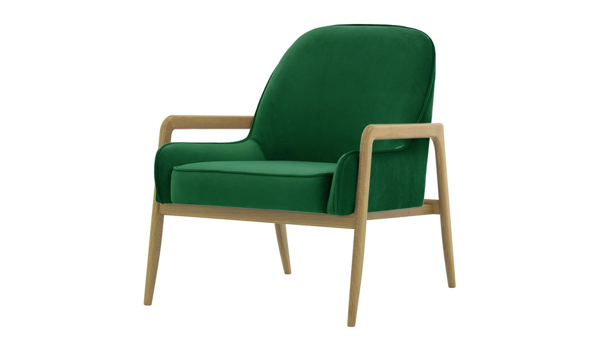 Fauteuil Turin, vert foncé - Velluto 10, Couleur des pieds: Noir wax