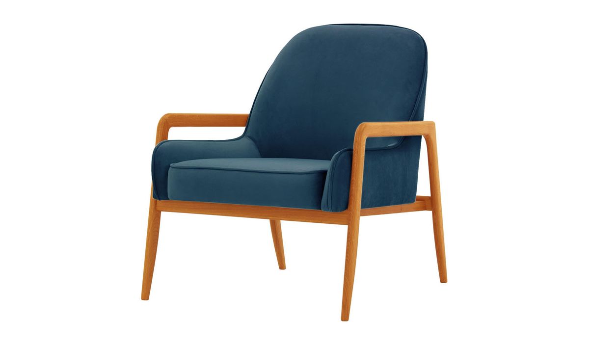 Fauteuil Turin, bleu - Velluto 11, Couleur des pieds: aveo
