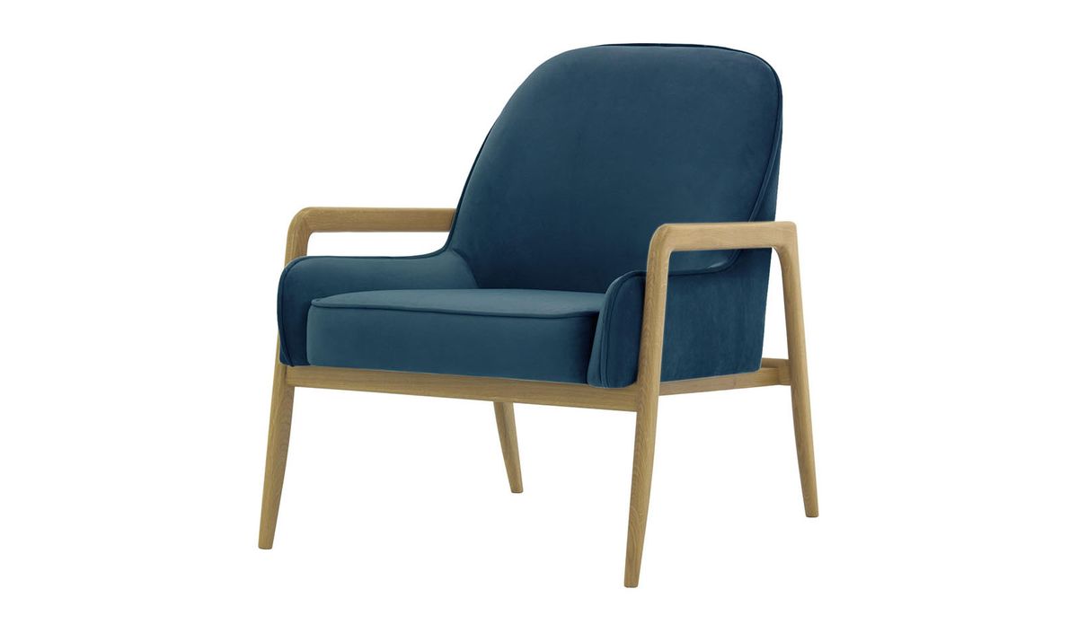 Fauteuil Turin, bleu - Velluto 11, Couleur des pieds: Noir wax
