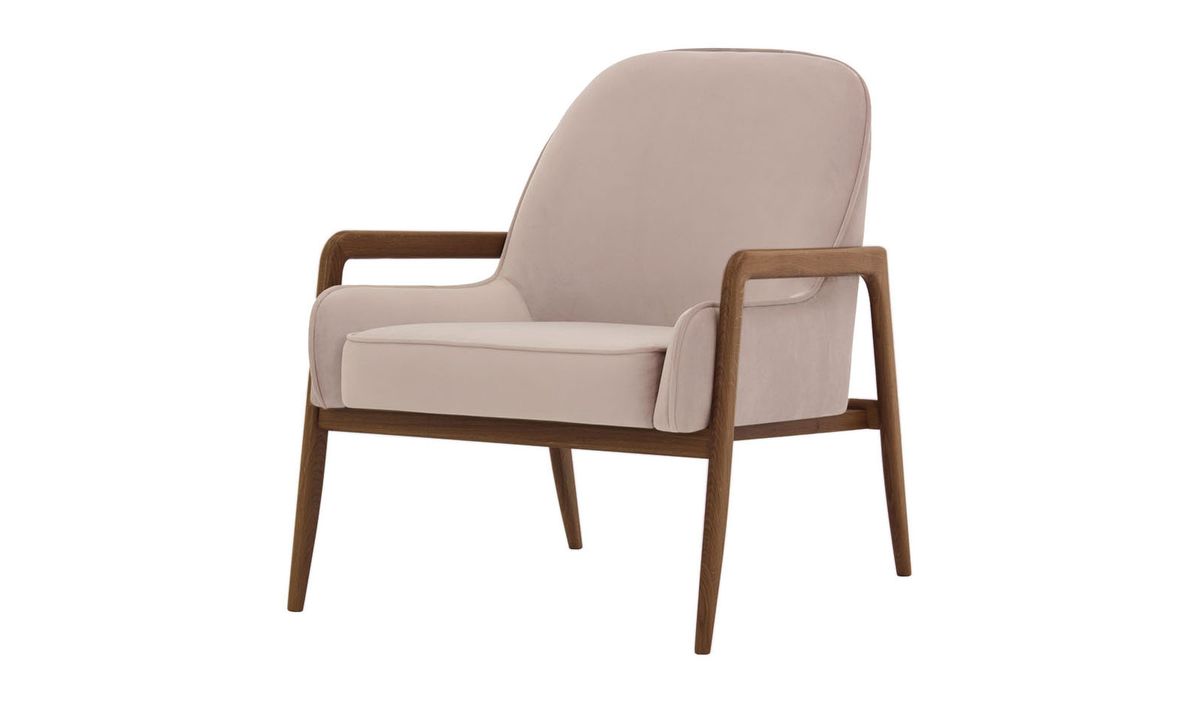 Fauteuil Turin, lila/rose - Velluto 14, Couleur des pieds: Chêne foncé