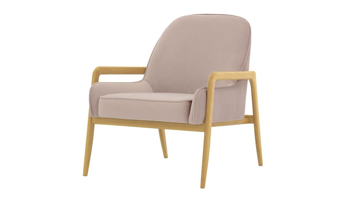 Fauteuil Turin, lila/rose - Velluto 14, Couleur des pieds: Chêne clair