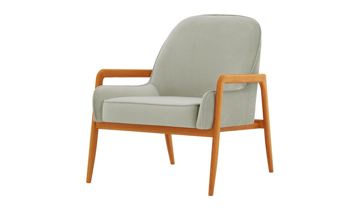 Fauteuil Turin, gris clair - Velluto 15, Couleur des pieds: aveo