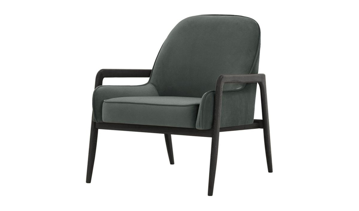 Fauteuil Turin, graphite - Velluto 19, Couleur des pieds: Noir
