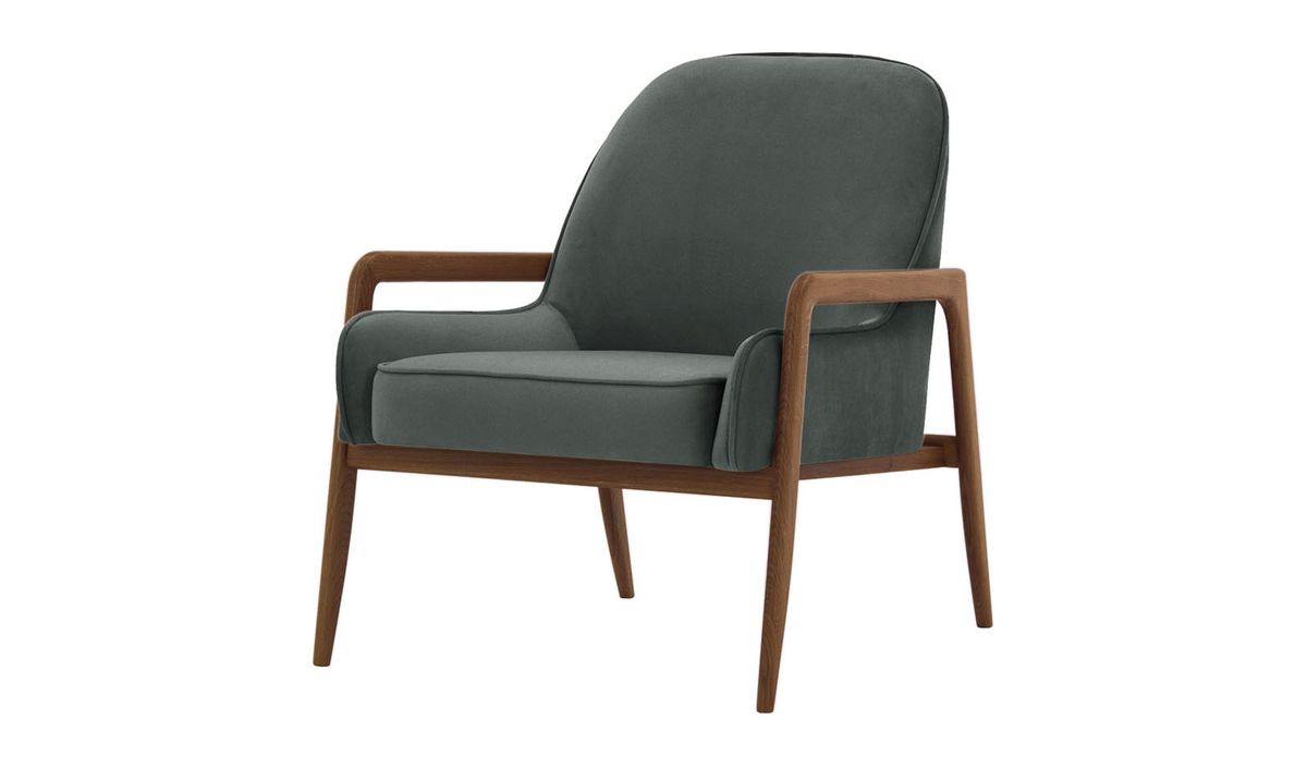 Fauteuil Turin, graphite - Velluto 19, Couleur des pieds: Chêne foncé