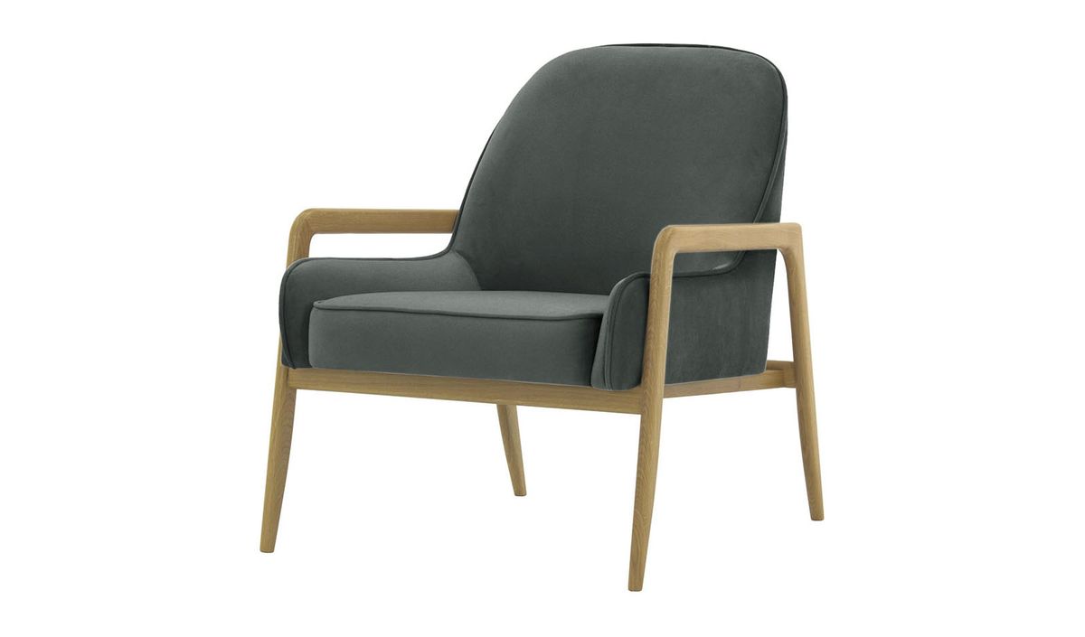 Fauteuil Turin, graphite - Velluto 19, Couleur des pieds: Noir wax