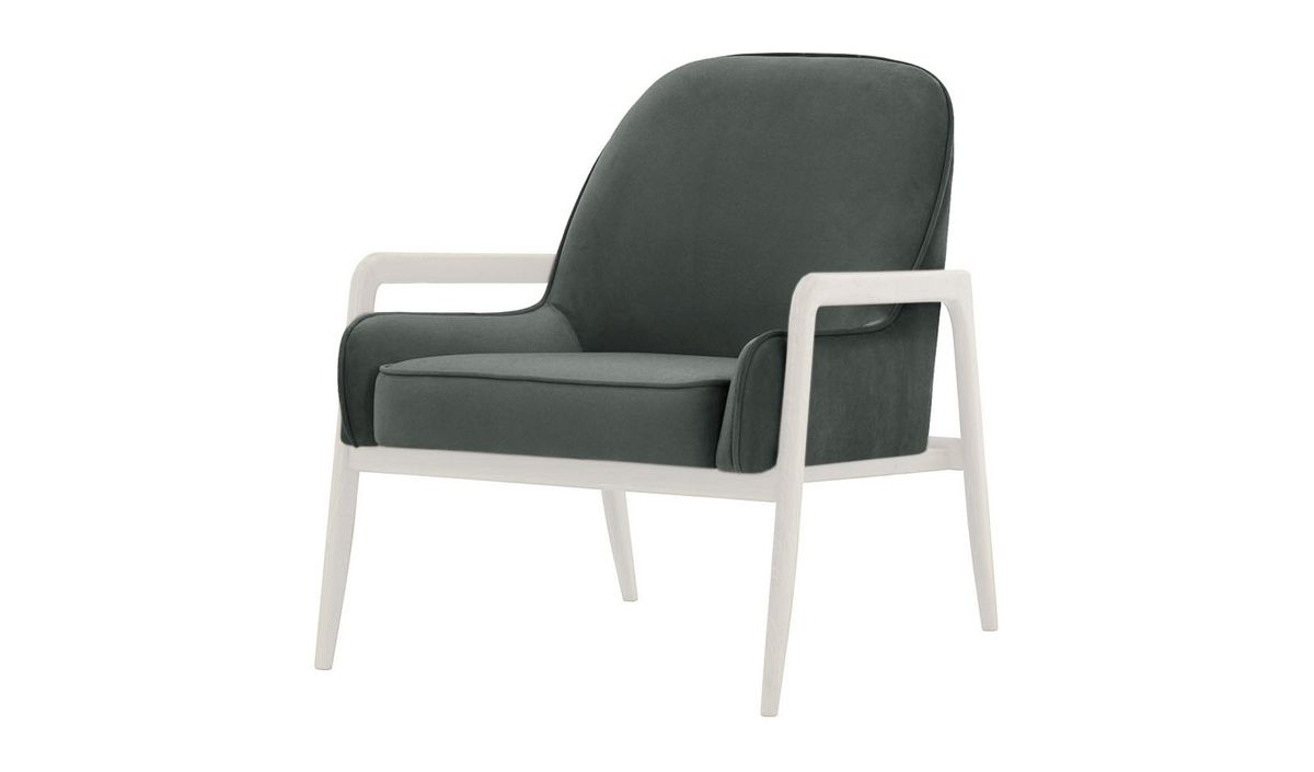Fauteuil Turin, graphite - Velluto 19, Couleur des pieds: Blanc