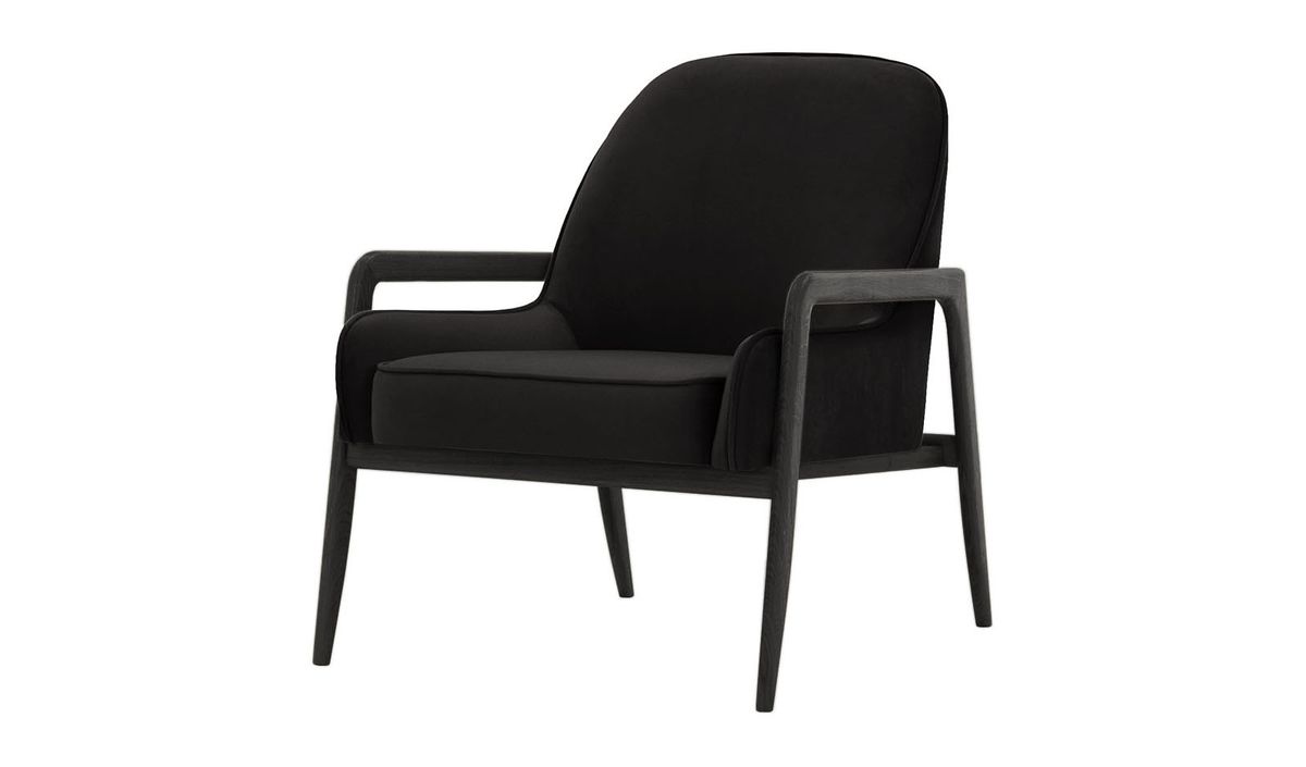 Fauteuil Turin, noir - Velluto 20, Couleur des pieds: Noir
