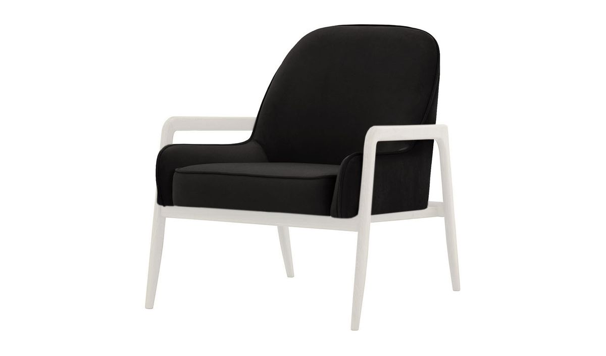 Fauteuil Turin, noir - Velluto 20, Couleur des pieds: Blanc