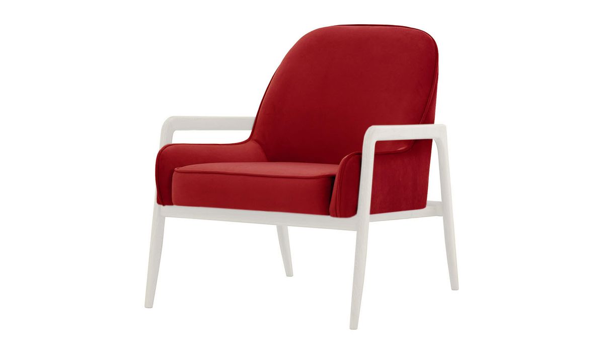 Fauteuil Turin, rouge - Velluto 7, Couleur des pieds: Blanc