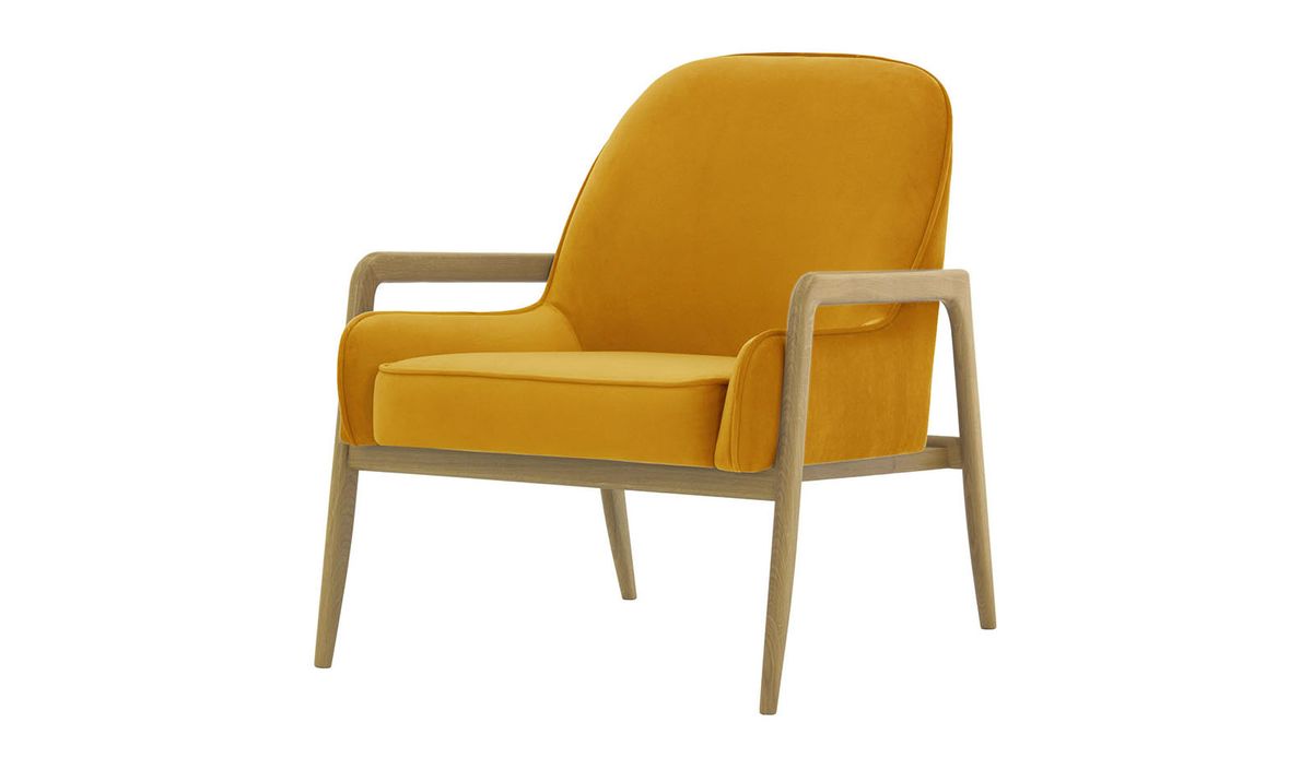 Fauteuil Turin, moutarde - Velluto 8, Couleur des pieds: Noir wax