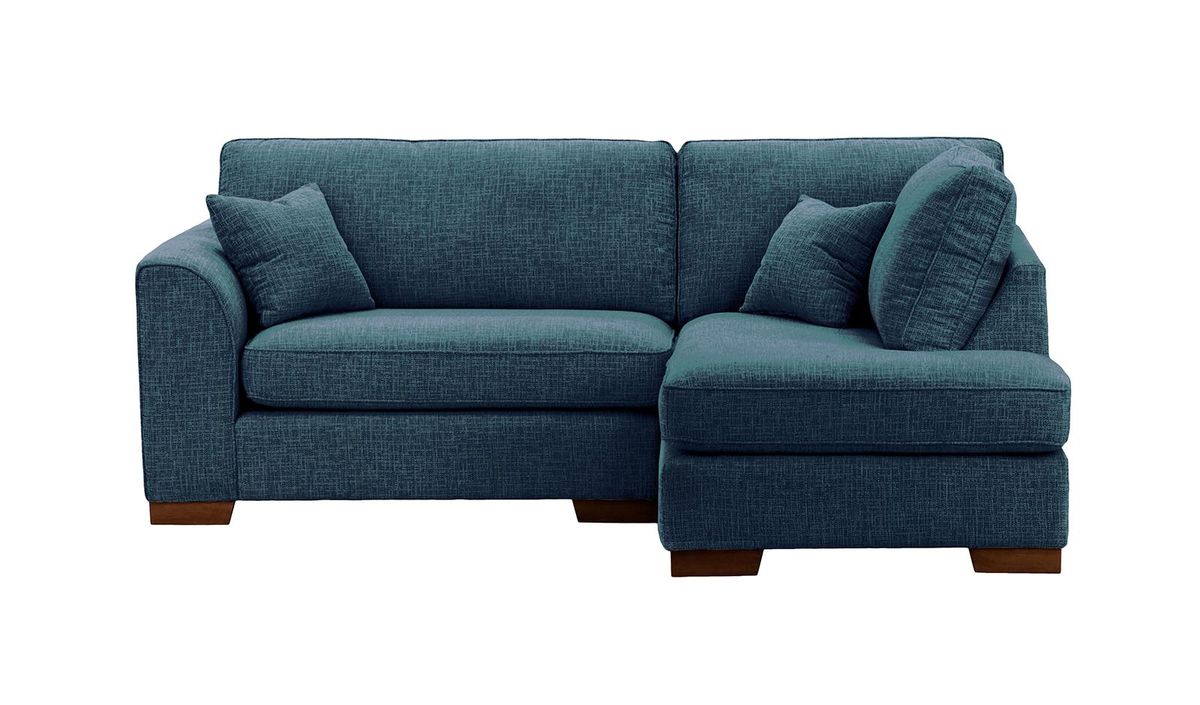 Canapé d’angle droit Avos, Vitolini 335-0722 - Bleu Marine, Couleur des pieds: Chêne foncé
