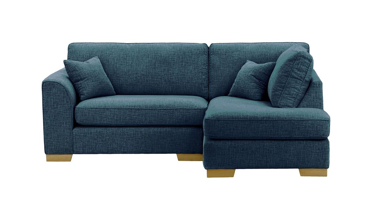 Canapé d’angle droit Avos, Vitolini 335-0722 - Bleu Marine, Couleur des pieds: Noir wax