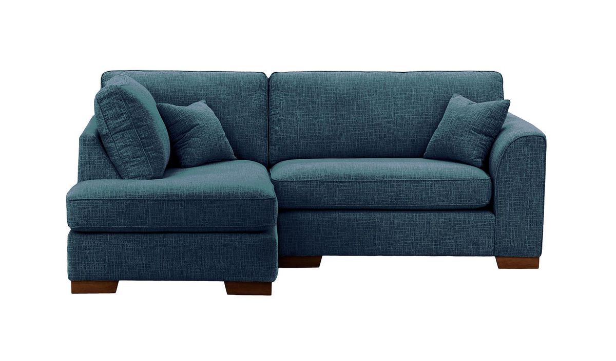 Canapé d’angle gauche Avos, Vitolini 335-0722 - Bleu Marine, Couleur des pieds: Chêne foncé