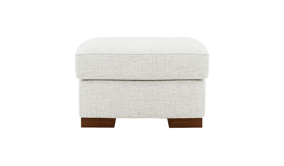 Pouf Avos, Vitolini 361-0104 - Blanc, Couleur des pieds: Chêne foncé