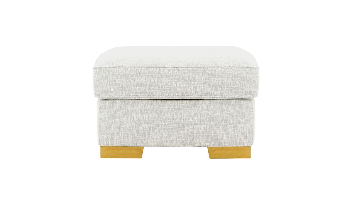 Pouf Avos, Vitolini 361-0104 - Blanc, Couleur des pieds: Chêne clair