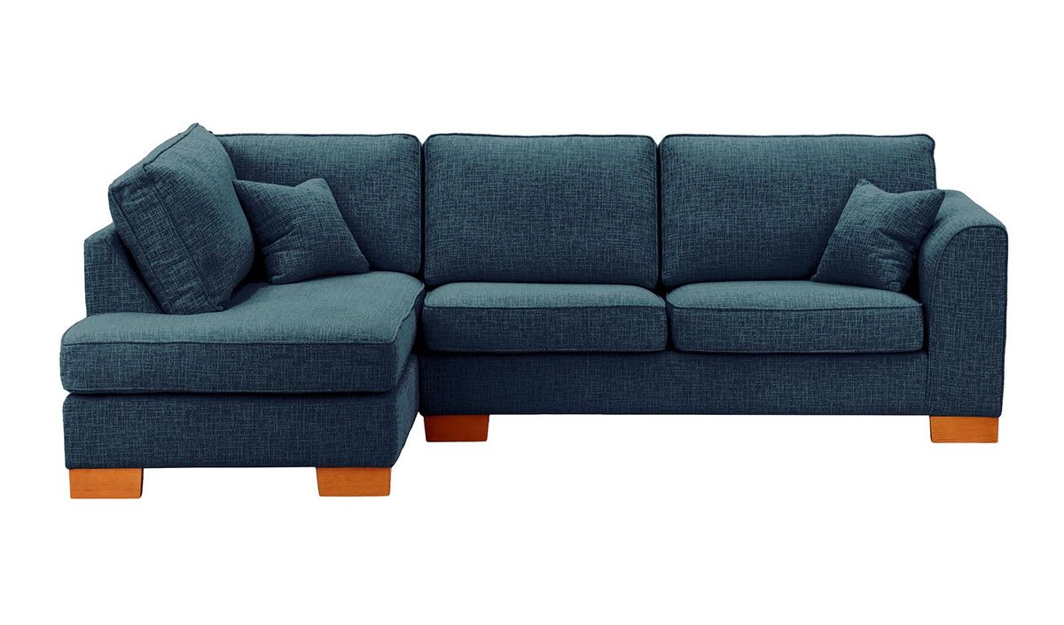 Canapé d'angle gauche Avos avec fonction lit, Vitolini 335-0722 - Bleu Marine, Couleur des pieds: aveo