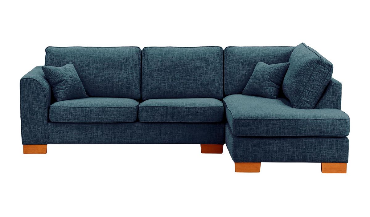 Grand canapé d'angle droit Avos, Vitolini 335-0722 - Bleu Marine, Couleur des pieds: aveo