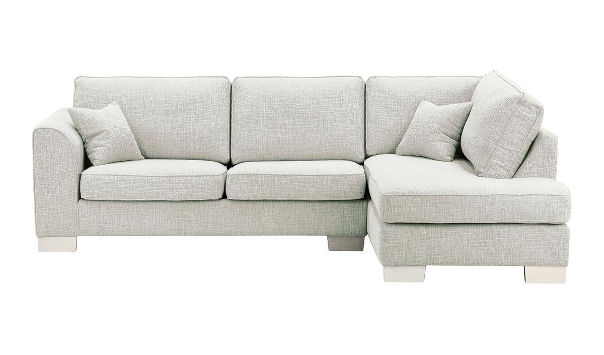 Canapé d'angle droit Avos avec fonction lit, Vitolini 361-0104 - Blanc, Couleur des pieds: Blanc