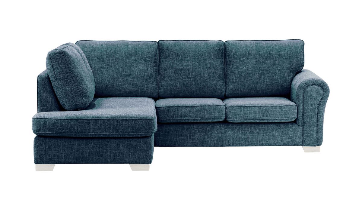 Canapé d’angle gauche Bonna, Vitolini 335-0722 - Bleu Marine, Couleur des pieds: Blanc