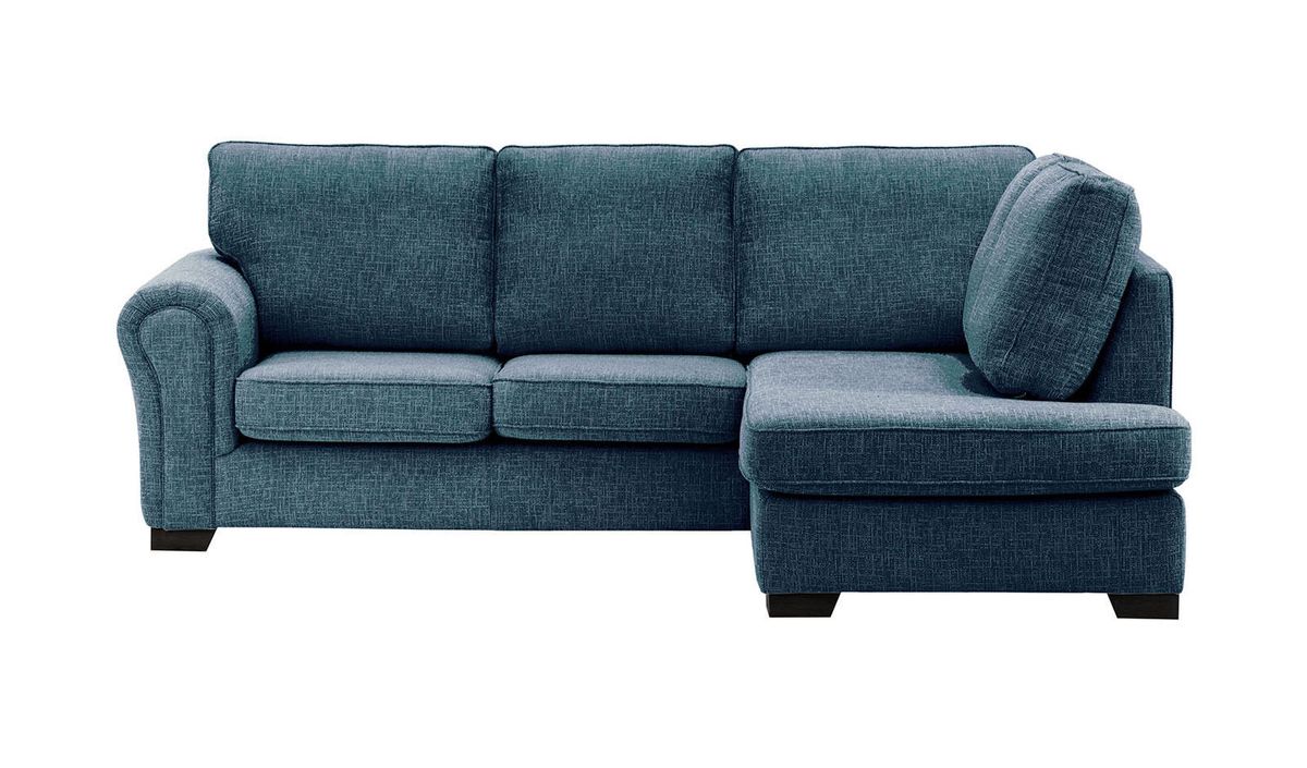 Canapé d’angle droit Bonna, Vitolini 335-0722 - Bleu Marine, Couleur des pieds: Noir
