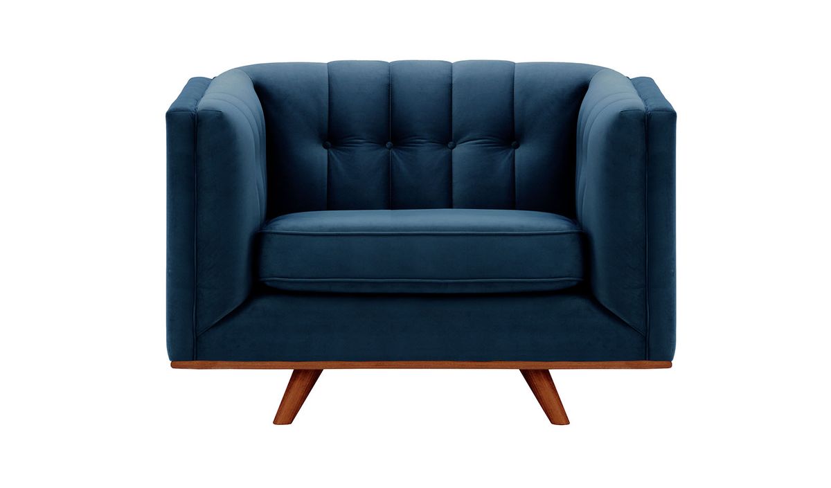 Fauteuil Vicenza, bleu - Velluto 11, Couleur des pieds: aveo