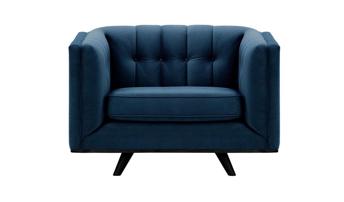 Fauteuil Vicenza, bleu - Velluto 11, Couleur des pieds: Noir